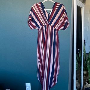 Striped Monteau Maxi Dress